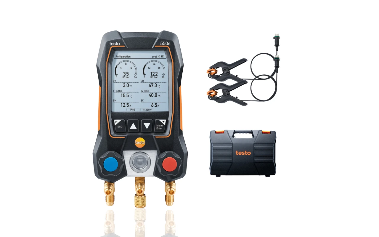testo 550s Alap szett - okos digitális szervizcsaptelep rögzített kábeles hőmérséklet érzékelőkkel