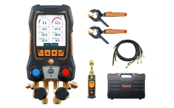 testo 558s okos vákuum szett - Alkalmazásvezérelt digitális szervizcsaptelep vezeték nélküli vákuum- és hőmérséklet-érzékelővel és 4 tömlős feltöltő szettel(0564 5583)